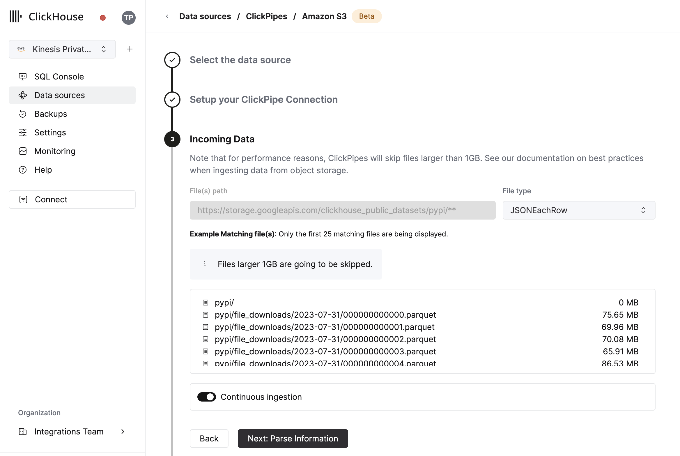 Задайте формат данных и топик